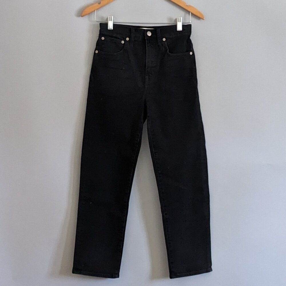NWT Madewell Black Classic Straight Jeans Cropped Ankle Length Size 25